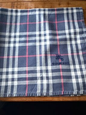 Vintage Iconic Burberry Navy, White & Pink Plaid scarf handkerchief